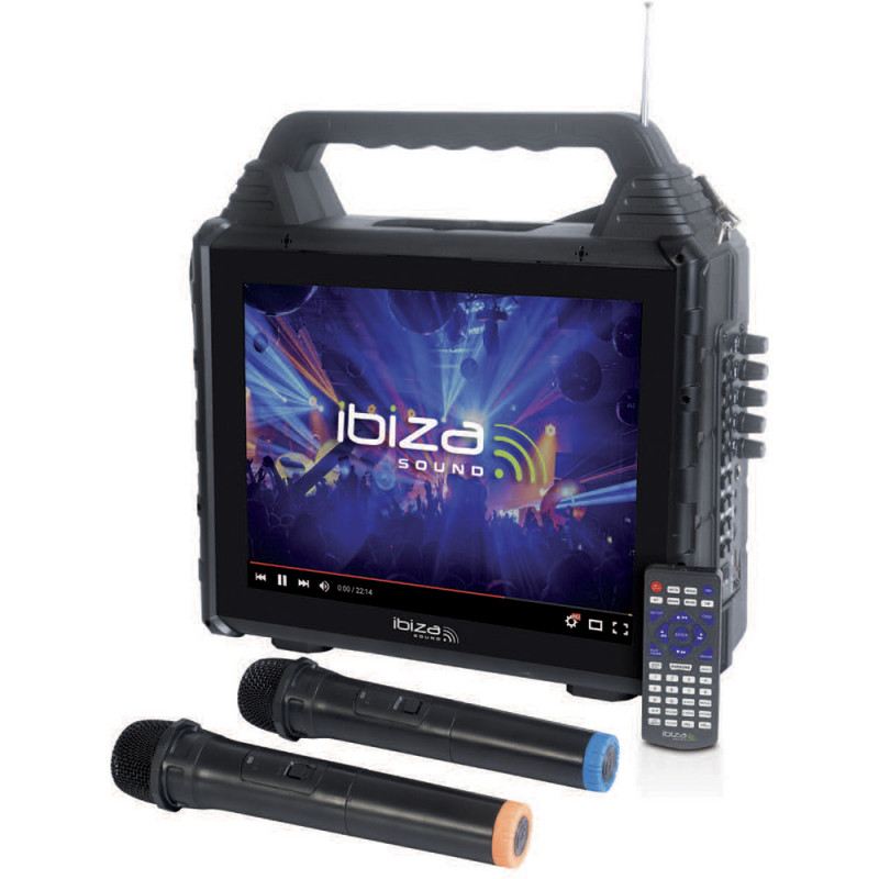 Portable Karaoke Speaker with Screen & 2x VHF Mics BST Distribution
