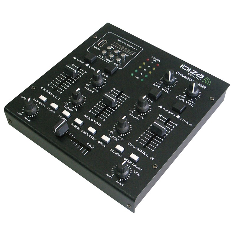 3Channel/5Input Stereo DJ Mixer with USB MP3 & SD Bluetooth BST